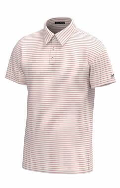 NEW SOUTHERN POINT CO. boys horizon stripe polo in white/coral